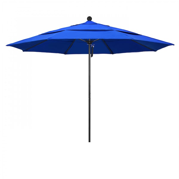 California Umbrella 11' Black Aluminum Market Patio Umbrella, Sunbrella Pacific Blue 194061333198 - main